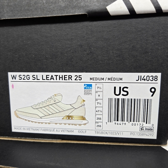 New adidas S2G 24 Leather Spikeless Golf Off White Gold Women's Shoes Size 9 - Picture 2 of 8